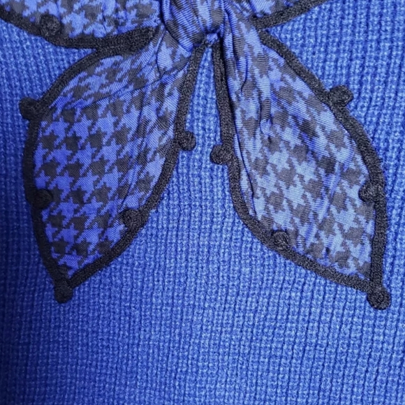 Vintage 80s Retro CHAUS Bow Sweater 2X Blue Black - Picture 3 of 12